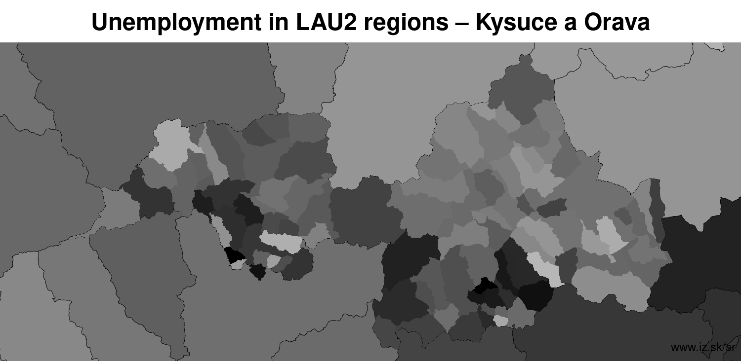 unemployment in LAU2 regions Kysuce a Orava LAU2