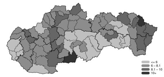 podiel inv dôchodcov na EA obyvateľstve v okresoch SR podiel-inv-doch-na-ea-mapa