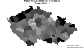 nezamestnanosť v okresoch Česko akt/podiel-nezamestnanosti-CZ0-lau