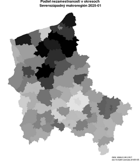 nezamestnanosť v okresoch Severozápadný makroregión akt/podiel-nezamestnanosti-PL4-lau