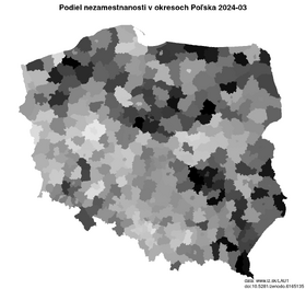 nezamestnanosť v okresoch powiatoch LAU Poľska akt/podiel-nezamestnanosti-polsko-powiaty-lau