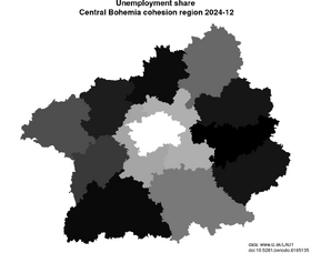 unemployment in Central Bohemia cohesion region akt/unemployment-share-CZ02-lau