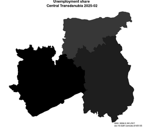 unemployment in Central Transdanubia akt/unemployment-share-HU21-lau