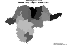 unemployment in Borsod-Abaúj-Zemplén County akt/unemployment-share-HU311-lau