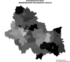 unemployment in MAKROREGION POŁUDNIOWY akt/unemployment-share-PL2-lau