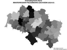 unemployment in MAKROREGION POŁUDNIOWO-ZACHODNI akt/unemployment-share-PL5-lau