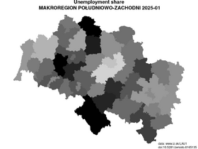 unemployment in MAKROREGION POŁUDNIOWO-ZACHODNI akt/unemployment-share-PL5-lau