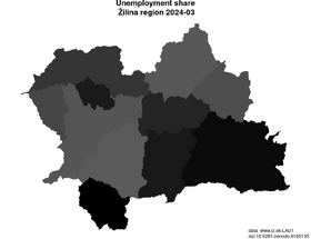 unemployment in Žilina region akt/unemployment-share-SK031-lau