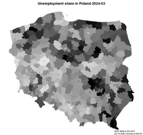 unemployment in powiat of Poland akt/unemployment-share-poland-powiat-lau