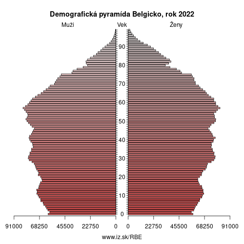 demograficky strom BE Belgicko demografická pyramída