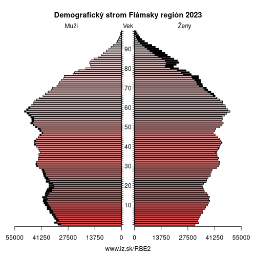 demograficky strom BE2 Flámsky región demografická pyramída