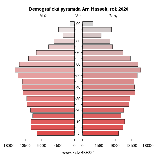 demograficky strom BE221 Arr. Hasselt demografická pyramída