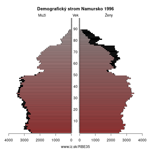 demograficky strom BE35 Namursko 1996 demografická pyramída