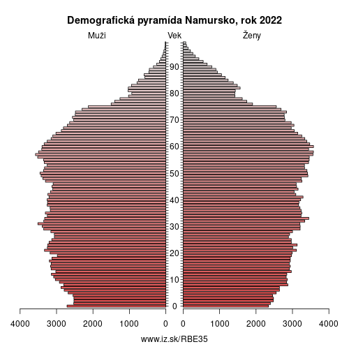 demograficky strom BE35 Namursko demografická pyramída