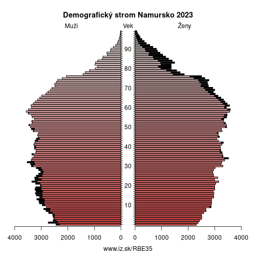 demograficky strom BE35 Namursko demografická pyramída