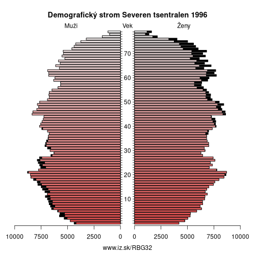 demograficky strom BG32 Severen tsentralen 1996 demografická pyramída