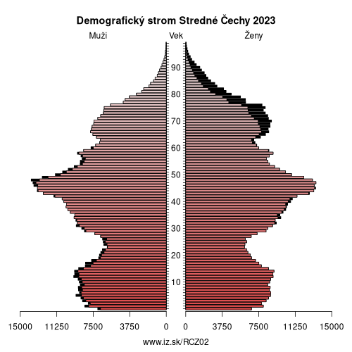 demograficky strom CZ02 Stredné Čechy demografická pyramída