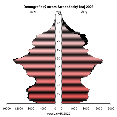 demograficky strom CZ020 Stredočeský kraj demografická pyramída