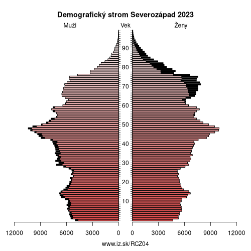 demograficky strom CZ04 Severozápad demografická pyramída