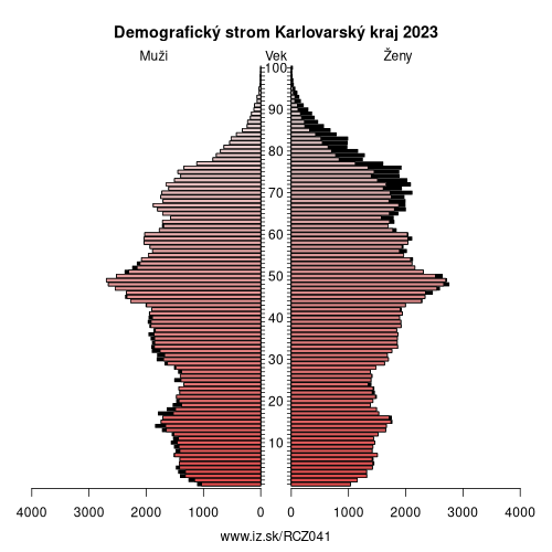 demograficky strom CZ041 Karlovarský kraj demografická pyramída