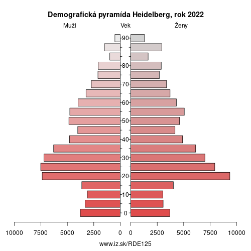 demograficky strom DE125 Heidelberg demografická pyramída