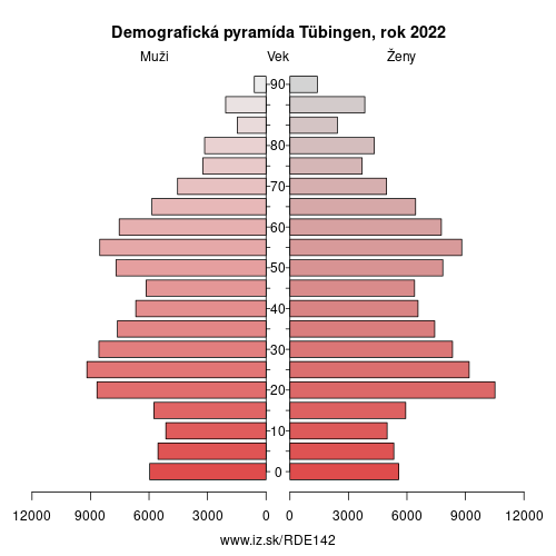 demograficky strom DE142 Tübingen demografická pyramída
