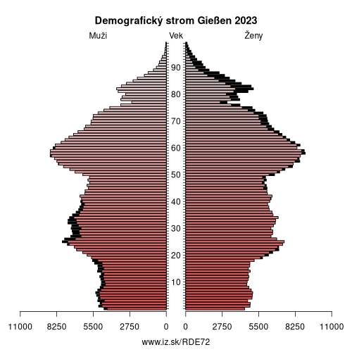 demograficky strom DE72 Gießen demografická pyramída