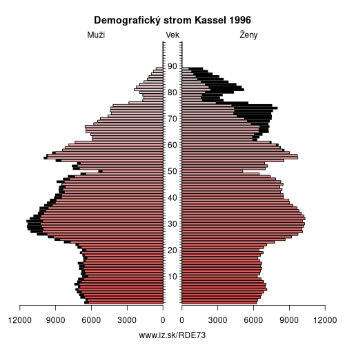 demograficky strom DE73 Kassel 1996 demografická pyramída