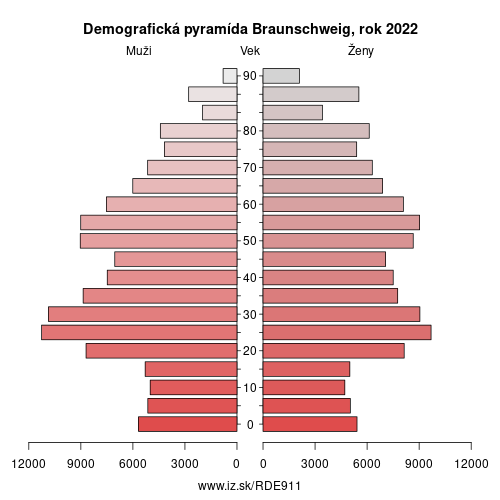 demograficky strom DE911 Braunschweig demografická pyramída