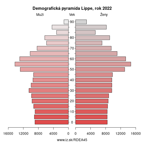demograficky strom DEA45 Lippe demografická pyramída