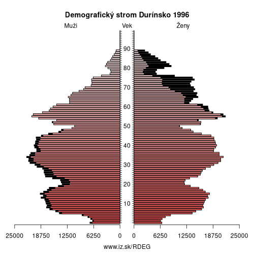 demograficky strom DEG Durínsko 1996 demografická pyramída