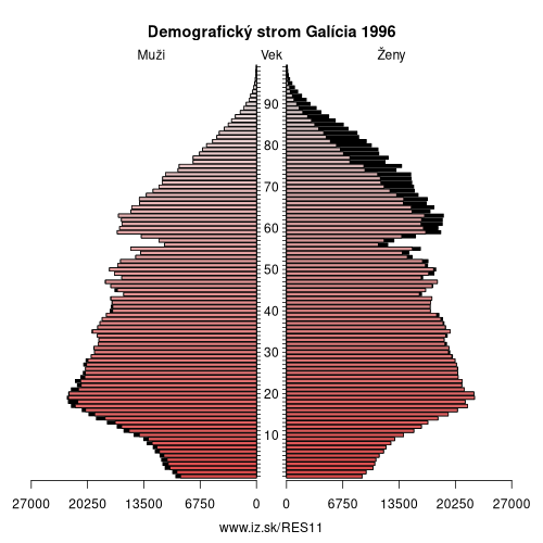 demograficky strom ES11 Galícia 1996 demografická pyramída