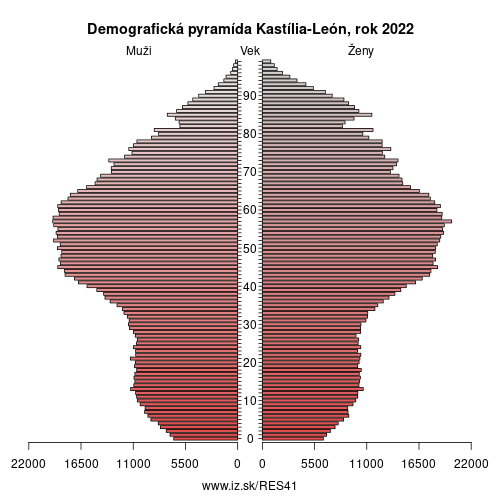 demograficky strom ES41 Kastília-León demografická pyramída