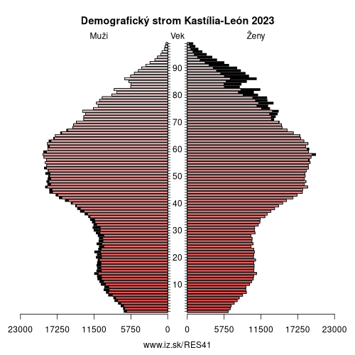 demograficky strom ES41 Kastília-León demografická pyramída