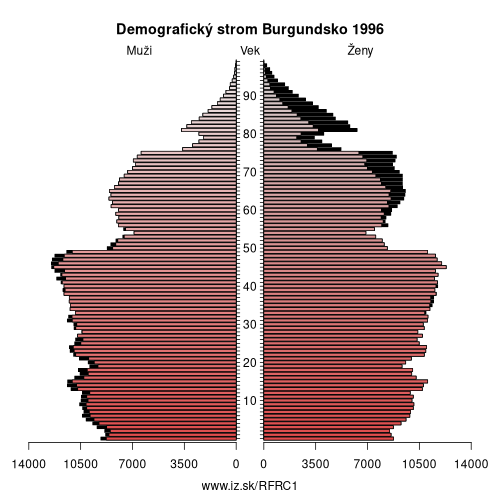 demograficky strom FRC1 Burgundsko 1996 demografická pyramída