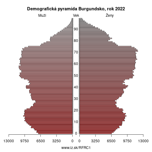 demograficky strom FRC1 Burgundsko demografická pyramída