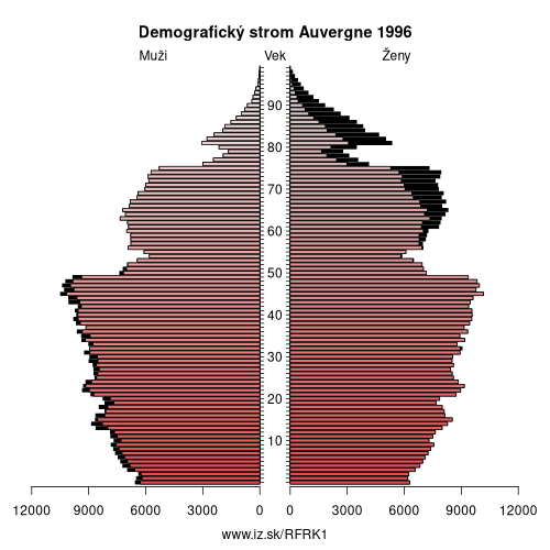 demograficky strom FRK1 Auvergne 1996 demografická pyramída