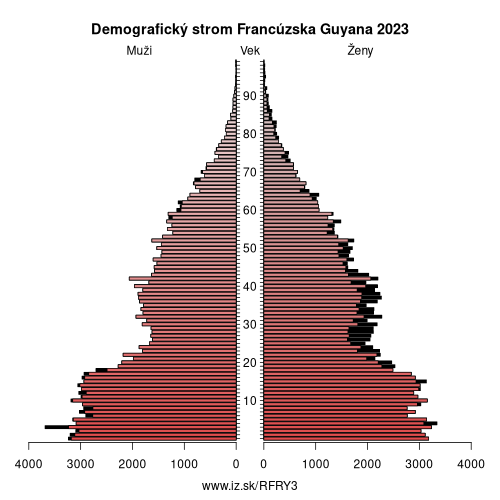 demograficky strom FRY3 Francúzska Guyana demografická pyramída