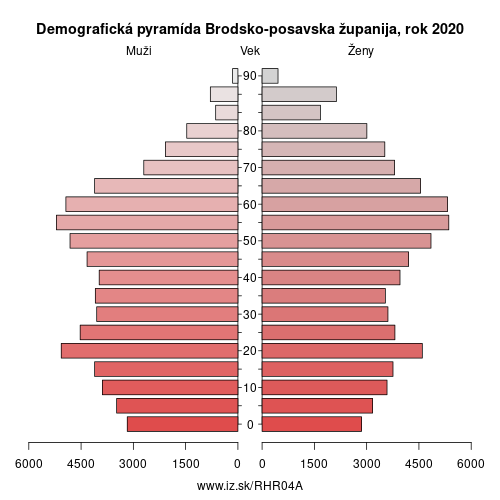 demograficky strom HR04A Brodsko-posavska županija demografická pyramída