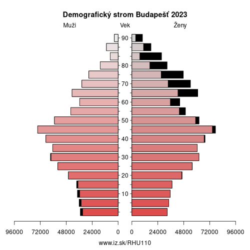 demograficky strom HU110 Budapešť demografická pyramída