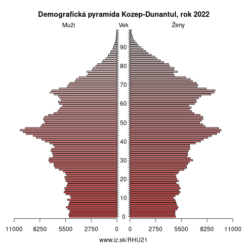 demograficky strom HU21 Kozep-Dunantul demografická pyramída