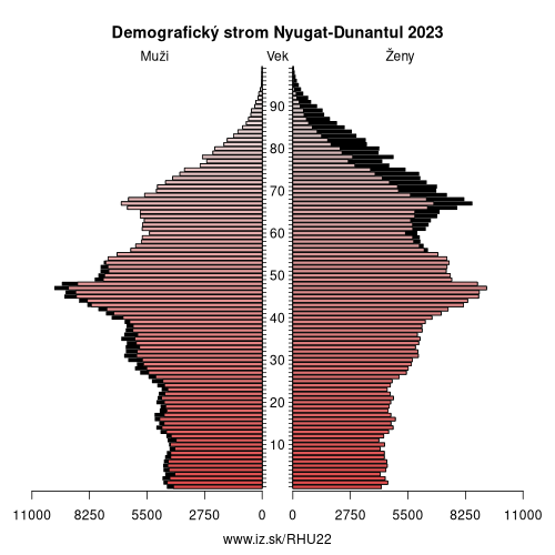 demograficky strom HU22 Nyugat-Dunantul demografická pyramída