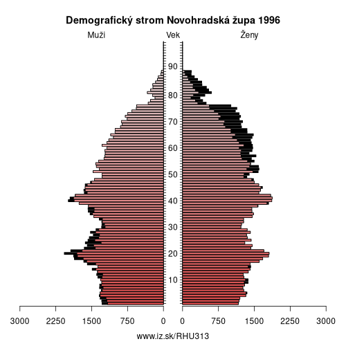 demografický strom HU313 Novohradská župa v roku 1996