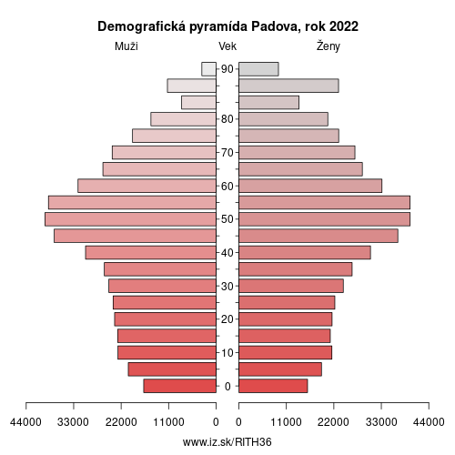 demograficky strom ITH36 Padova demografická pyramída