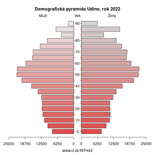 demograficky strom ITH42 Udine demografická pyramída