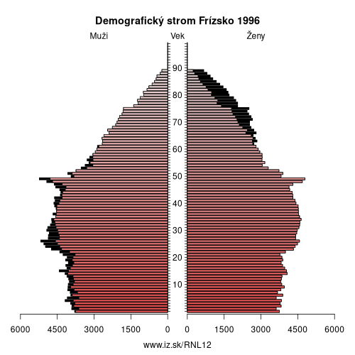 demograficky strom NL12 Frízsko 1996 demografická pyramída