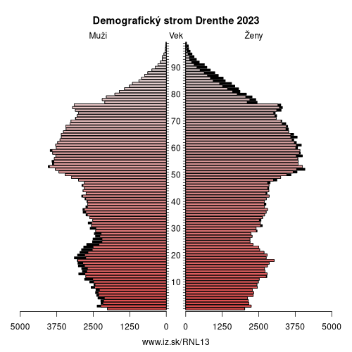 demograficky strom NL13 Drenthe demografická pyramída