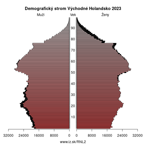 demograficky strom NL2 Východné Holandsko demografická pyramída