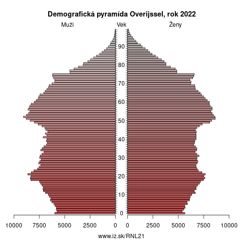 demograficky strom NL21 Overijssel demografická pyramída