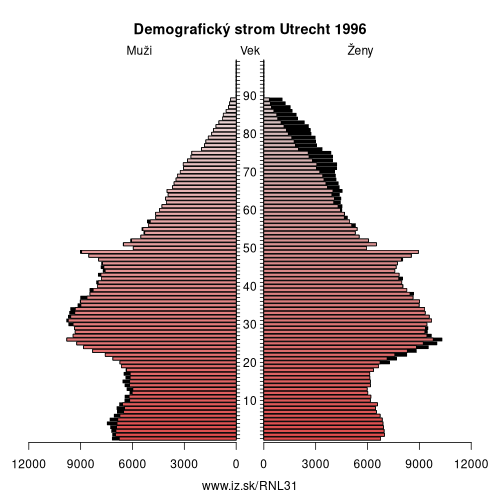 demograficky strom NL31 Utrecht 1996 demografická pyramída